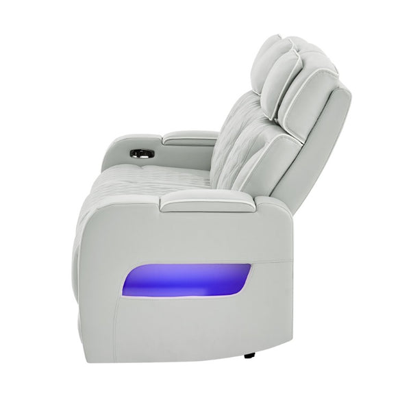 English Elm Julian Power Reclining Sofa with LED Lighting Storage Arms and Adjustable Headrest B201P557731