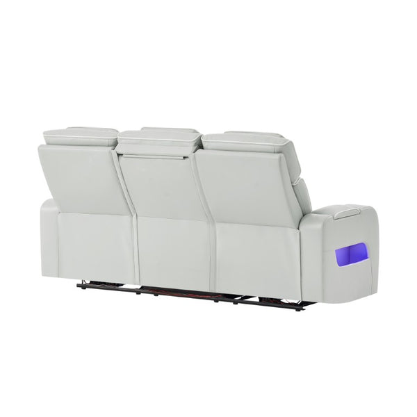 English Elm Julian Power Reclining Sofa with LED Lighting Storage Arms and Adjustable Headrest B201P557731