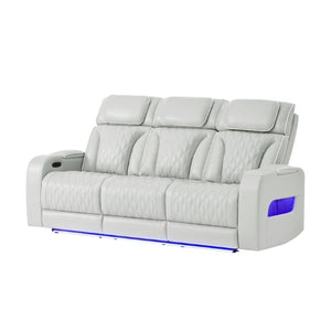 English Elm Julian Power Reclining Sofa with LED Lighting Storage Arms and Adjustable Headrest B201P557731