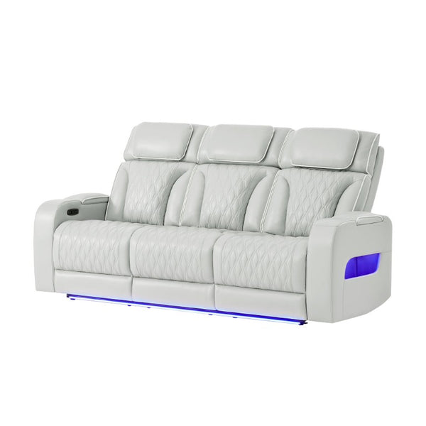 English Elm Julian Power Reclining Sofa with LED Lighting Storage Arms and Adjustable Headrest B201P557731
