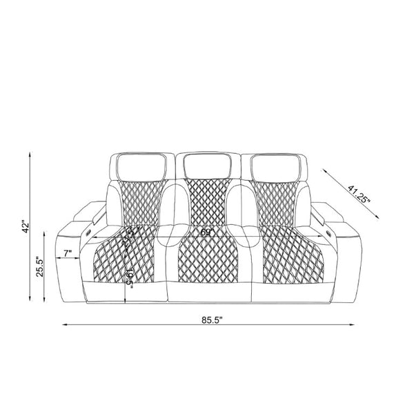 English Elm Julian Power Reclining Sofa with LED Lighting Storage Arms and Adjustable Headrest B201P557731