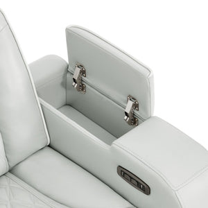 English Elm Julian Power Reclining Sofa with LED Lighting Storage Arms and Adjustable Headrest B201P557731