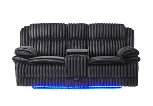 English Elm Winston Power Reclining Loveseat Corduroy Fabric with LED Lighting and Storage Console B201P560977