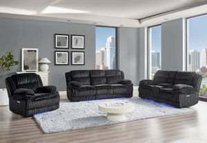 English Elm Winston Power Reclining Loveseat Corduroy Fabric with LED Lighting and Storage Console B201P560977