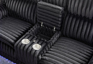 English Elm Winston Power Reclining Loveseat Corduroy Fabric with LED Lighting and Storage Console B201P560977