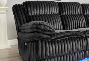 English Elm Winston Power Reclining Loveseat Corduroy Fabric with LED Lighting and Storage Console B201P560977