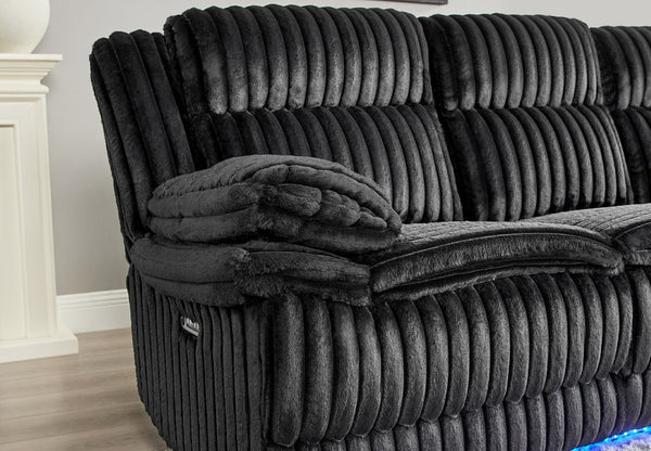 English Elm Winston Power Reclining Loveseat Corduroy Fabric with LED Lighting and Storage Console B201P560977