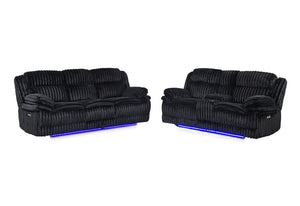 English Elm Winston Power Reclining Loveseat Corduroy Fabric with LED Lighting and Storage Console B201P560977