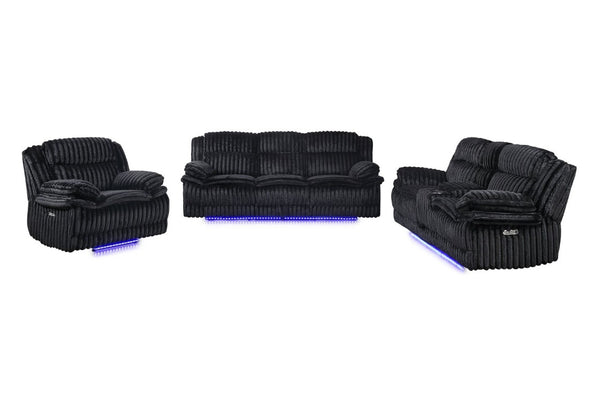 English Elm Winston Power Reclining Loveseat Corduroy Fabric with LED Lighting and Storage Console B201P560977