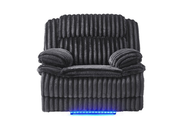 English Elm Winston Corduroy Power Recliner with LED Lighting for Media Room Comfort B201P560978