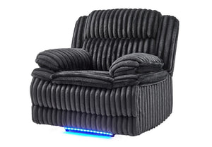 English Elm Winston Corduroy Power Recliner with LED Lighting for Media Room Comfort B201P560978