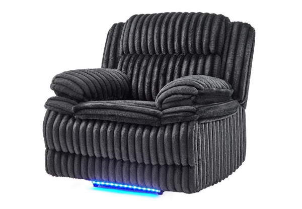 English Elm Winston Corduroy Power Recliner with LED Lighting for Media Room Comfort B201P560978