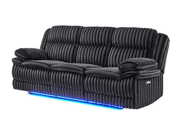 English Elm Winston Power Reclining Sofa with LED Lighting Hidden Drawer and Corduroy Upholstery B201P560979