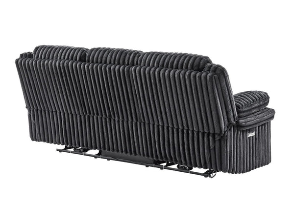 English Elm Winston Power Reclining Sofa with LED Lighting Hidden Drawer and Corduroy Upholstery B201P560979