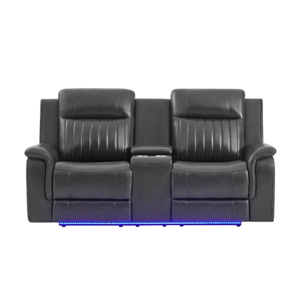 English Elm Ian Power Reclining Loveseat with Surround Sound Subwoofer and LED Ambient Lighting B201P560980