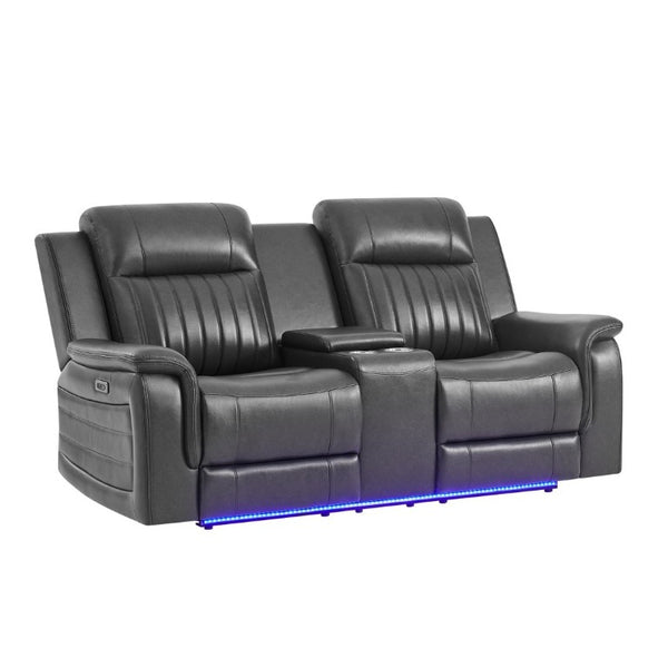 English Elm Ian Power Reclining Loveseat with Surround Sound Subwoofer and LED Ambient Lighting B201P560980