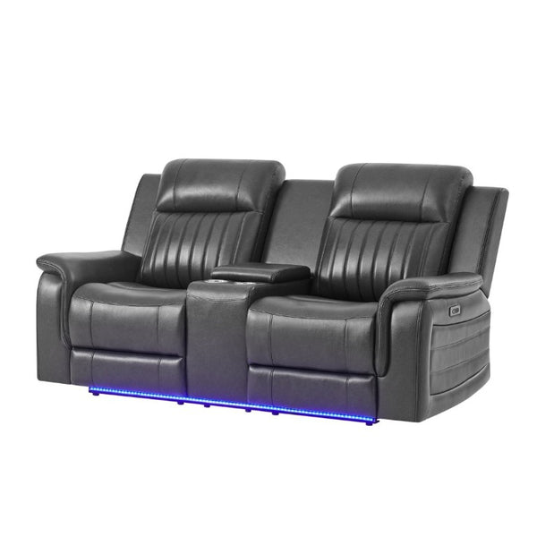 English Elm Ian Power Reclining Loveseat with Surround Sound Subwoofer and LED Ambient Lighting B201P560980
