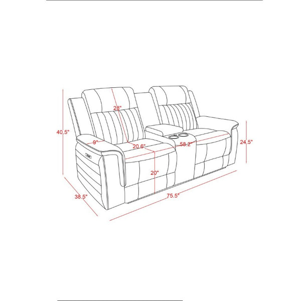 English Elm Ian Power Reclining Loveseat with Surround Sound Subwoofer and LED Ambient Lighting B201P560980