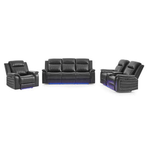 English Elm Ian Power Reclining Loveseat with Surround Sound Subwoofer and LED Ambient Lighting B201P560980