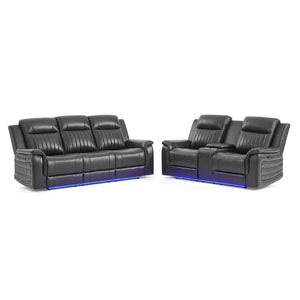 English Elm Ian Power Reclining Loveseat with Surround Sound Subwoofer and LED Ambient Lighting B201P560980