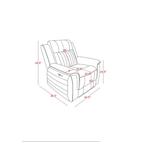 English Elm Ian Power Recliner with LED Base Lighting Charcoal Upholstery and Welt Trim Detail B201P560981