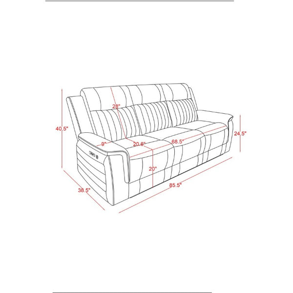English Elm Ian Power Reclining Sofa with LED Lighting and Surround Sound for Living Rooms B201P560983