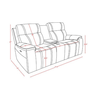 English Elm Gary Power Reclining Loveseat in Black Leather with Console and Built-In Cooler B201P561019