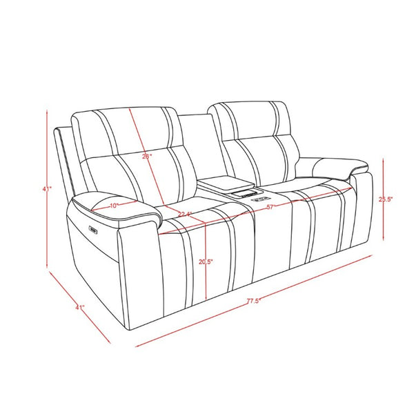 English Elm Gary Power Reclining Loveseat in Black Leather with Console and Built-In Cooler B201P561019