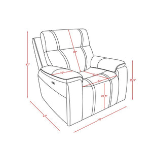 English Elm Gary Leather Power Recliner with Hidden Cupholders and Tailored Contemporary Design B201P561020
