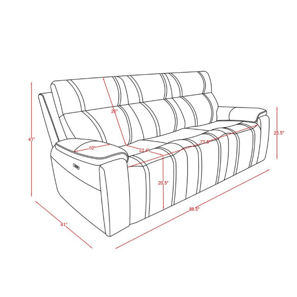 English Elm Gary Faux Leather Power Reclining Sofa with Pillow Arms for Home Theater Comfort B201P561023