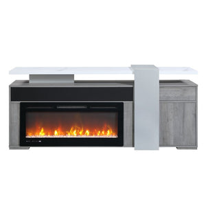 English Elm Zorra Grey Electric Fireplace TV Stand with Bluetooth Speaker for Living Rooms B201P561043
