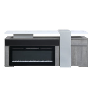 English Elm Zorra Grey Electric Fireplace TV Stand with Bluetooth Speaker for Living Rooms B201P561043