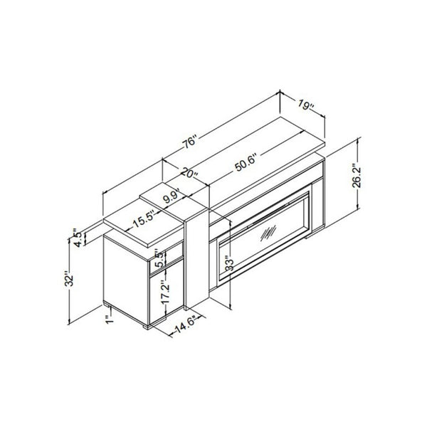 English Elm Zorra Grey Electric Fireplace TV Stand with Bluetooth Speaker for Living Rooms B201P561043