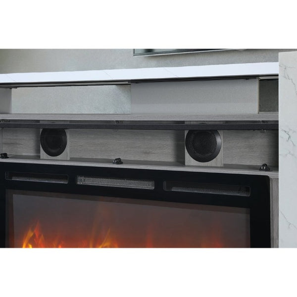 English Elm Zorra Grey Electric Fireplace TV Stand with Bluetooth Speaker for Living Rooms B201P561043