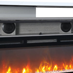 English Elm Zorra Grey Electric Fireplace TV Stand with Bluetooth Speaker for Living Rooms B201P561043