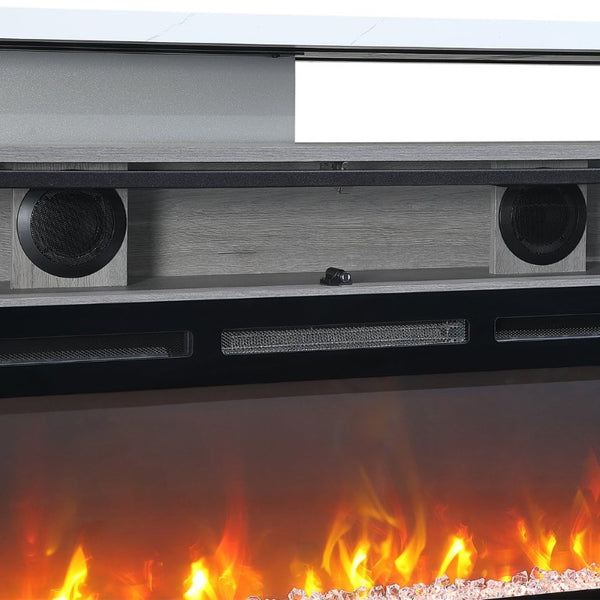 English Elm Zorra Grey Electric Fireplace TV Stand with Bluetooth Speaker for Living Rooms B201P561043
