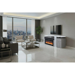 English Elm Zorra Grey Electric Fireplace TV Stand with Bluetooth Speaker for Living Rooms B201P561043