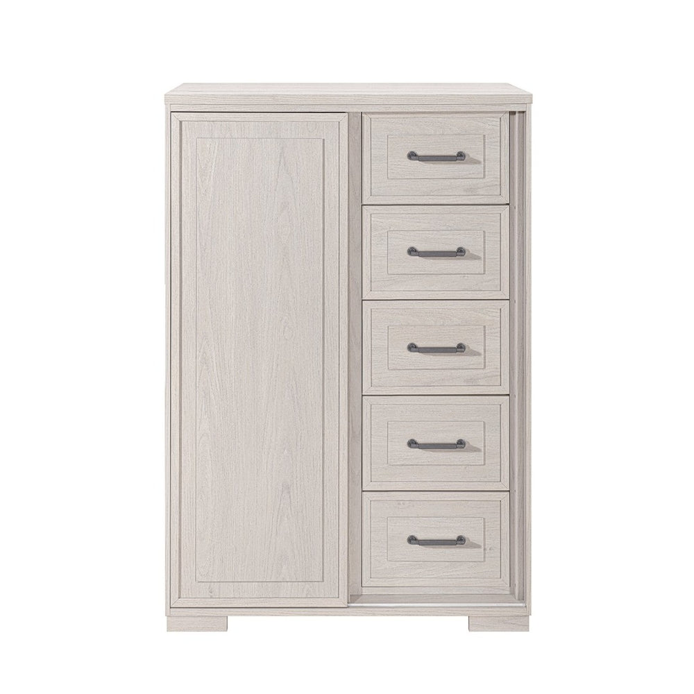English Elm Ciara Upholstered Panel Bedroom Set with Led Lighting and Coordinated Storage Pieces B201S00512