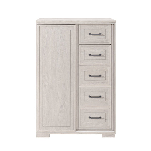 English Elm Ciara Upholstered Panel Bedroom Set with Led Lighting and Coordinated Storage Pieces B201S00512