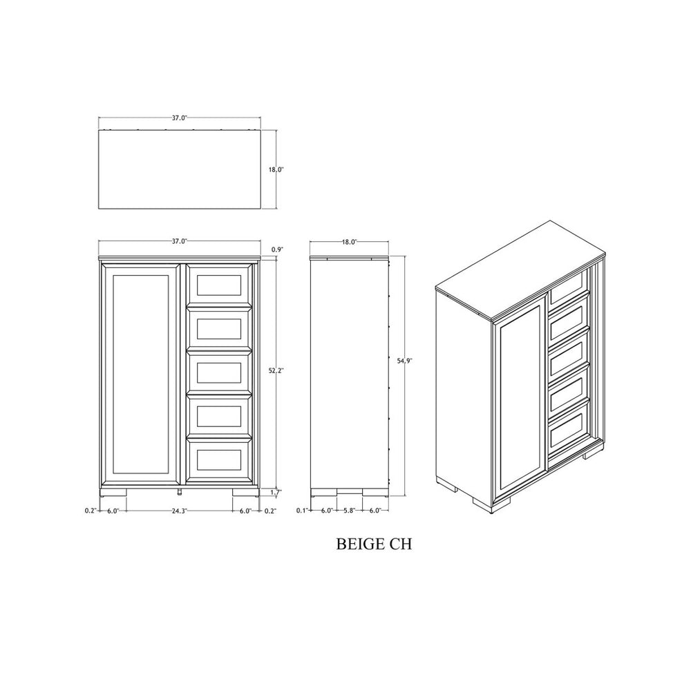 English Elm Ciara Upholstered Panel Bedroom Set with Led Lighting and Coordinated Storage Pieces B201S00512
