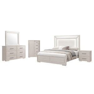 English Elm Ciara King Bedroom Set with LED Lighting Upholstered Panel Bed and Storage Pieces B201S00513
