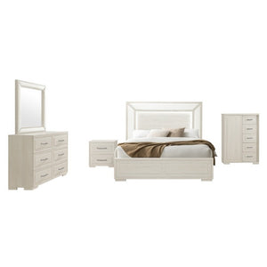 English Elm Ciara King Bedroom Set with LED Lighting Upholstered Panel Bed and Storage Pieces B201S00513