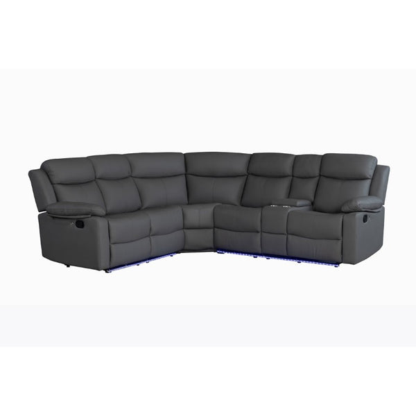 English Elm Blanche Grey RAF Sectional with Bluetooth Speaker LED Lighting and Cup Holders B201S00517