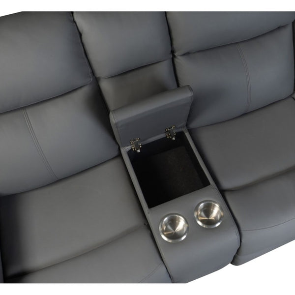 English Elm Blanche Grey RAF Sectional with Bluetooth Speaker LED Lighting and Cup Holders B201S00517