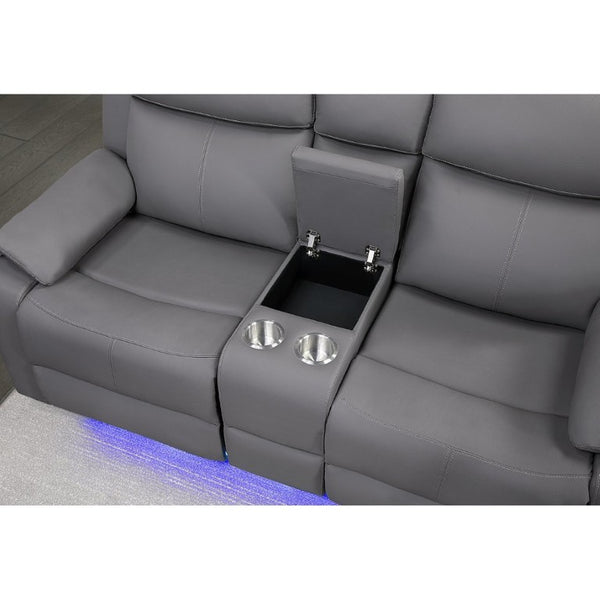 English Elm Blanche Grey RAF Sectional with Bluetooth Speaker LED Lighting and Cup Holders B201S00517