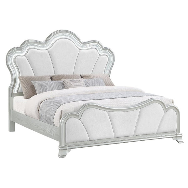 English Elm Aurelia Glam King Platform Bed with LED Lighting and Crushed Glitter Padded Headboard B201S00518