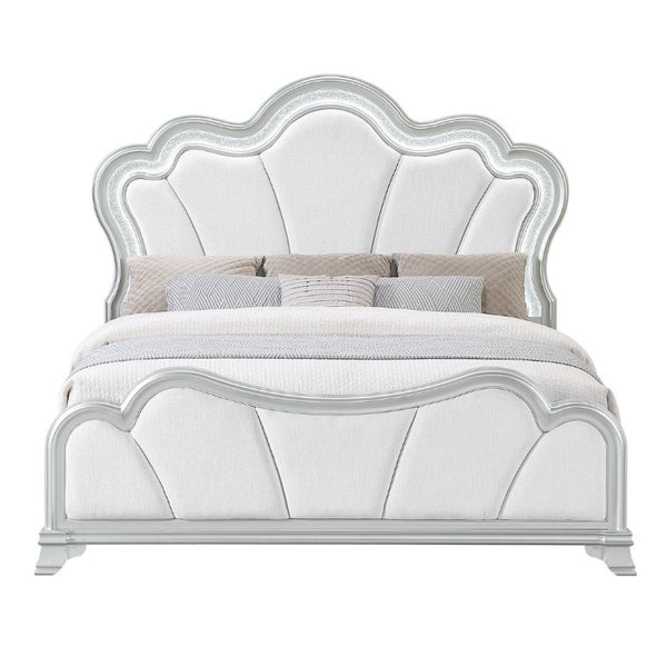 English Elm Aurelia Glam King Platform Bed with LED Lighting and Crushed Glitter Padded Headboard B201S00518