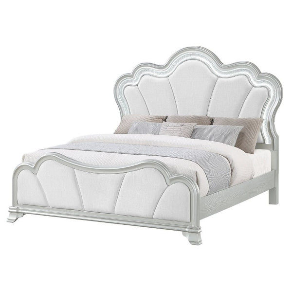 English Elm Aurelia Glam King Platform Bed with LED Lighting and Crushed Glitter Padded Headboard B201S00518