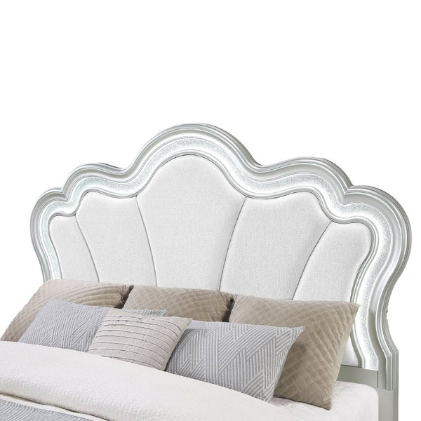 English Elm Aurelia Glam King Platform Bed with LED Lighting and Crushed Glitter Padded Headboard B201S00518