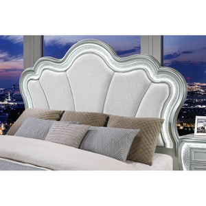 English Elm Aurelia Glam King Platform Bed with LED Lighting and Crushed Glitter Padded Headboard B201S00518